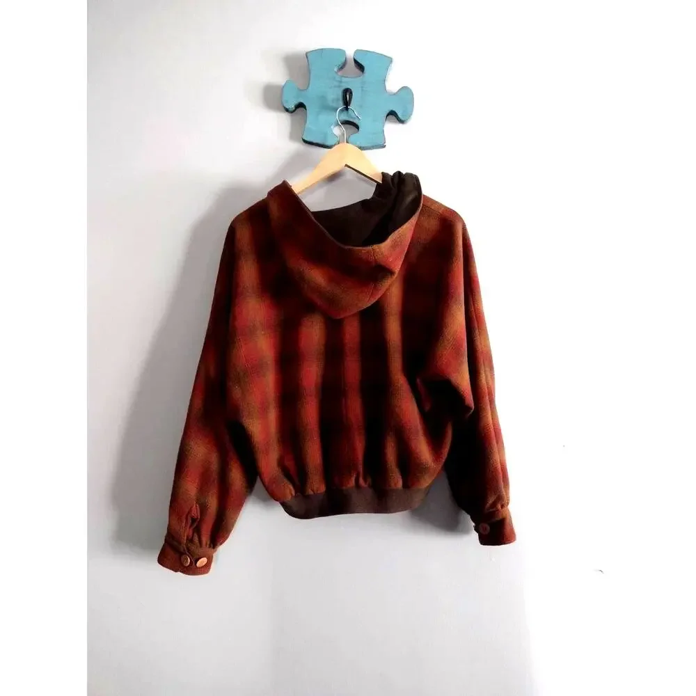 80s Banana Republic Mill Valley Vintage Wool Jacket Small Plaid Coat Cabincore